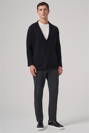 Morven Erkek Siyah Trend Klasik Yaka Ön Düğmeli Hırka