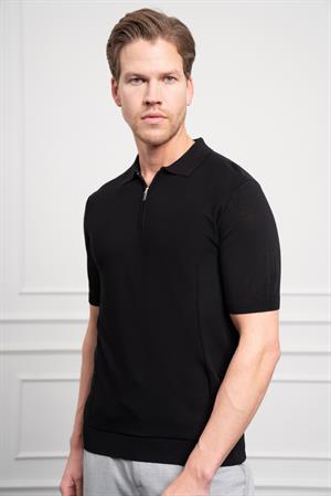 Morven Erkek Siyah Trend  Polo Yaka  Dinamik Fit Rahat Kesim T-Shirt