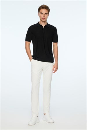 Morven Erkek Siyah Trend Polo Yaka Rayon Triko T-Shirt
