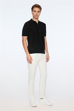 Morven Erkek Siyah Trend Polo Yaka Rayon Triko T-Shirt