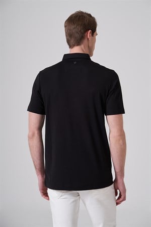 Morven Erkek Siyah Trend Polo Yaka Rayon Dinamik Fit Tshirt