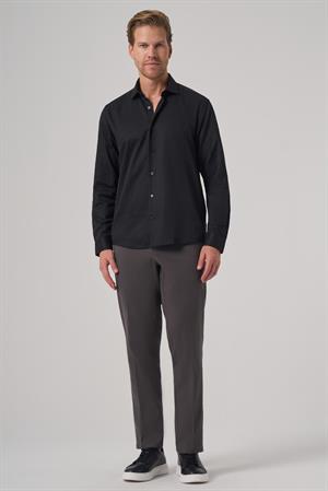 Morven Erkek Siyah Trend Slim Fit İtalyan Yaka Gömlek