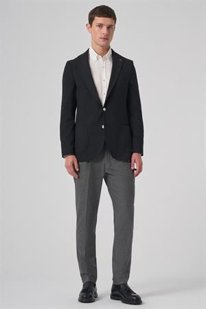 Morven Erkek Siyah Trend Slim Fit Mono Yaka Ceket
