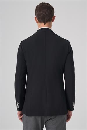Morven Erkek Siyah Trend Slim Fit Mono Yaka Ceket