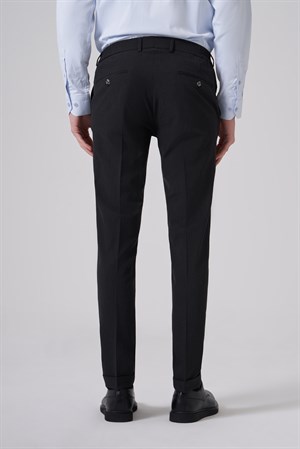 Morven Erkek Siyah Trend Slim Fit Yandan Lastikli Pantolon