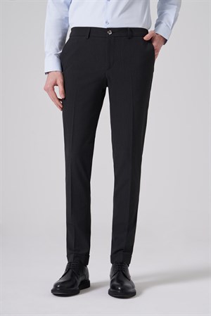 Morven Erkek Siyah Trend Slim Fit Yandan Lastikli Pantolon