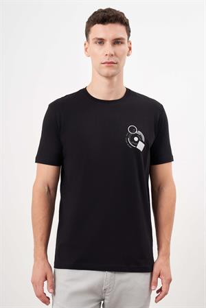 Morven Erkek Siyah Trend Süprem Baskılı Bisiklet Yaka Dynamic Fit T-Shirt