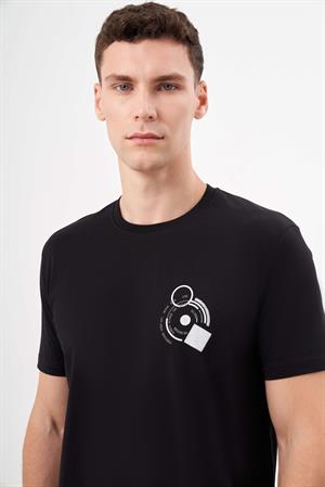 Morven Erkek Siyah Trend Süprem Baskılı Bisiklet Yaka Dynamic Fit T-Shirt