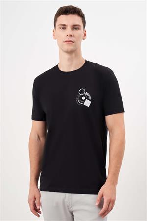 Morven Erkek Siyah Trend Süprem Baskılı Bisiklet Yaka Dynamic Fit T-Shirt