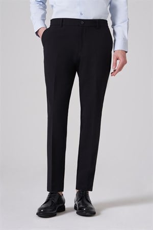 Morven Erkek Siyah Trend Yandan Lastikli Slim Fit Pantolon