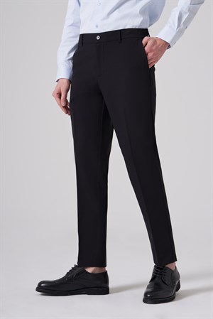 Morven Erkek Siyah Trend Yandan Lastikli Slim Fit Pantolon