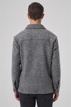 Morven Erkek Siyah Trend Yünlü Dinamik Fit Gömlek Ceket