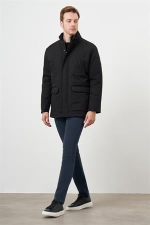 Morven Erkek Siyah Wagon Çıtçıtlı Kapüşonlu Dynamic Fit Rahat Kesim Mont