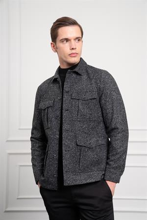 Morven Erkek Siyah Worker Dynamic Fit Rahat Kesim Gömlek Ceket