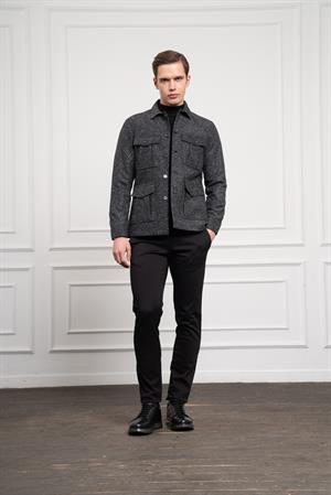 Morven Erkek Siyah Worker Dynamic Fit Rahat Kesim Gömlek Ceket