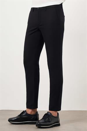 Morven Erkek Siyah Yazlık Pamuk Yan Cep Slim Fit Chino Pantolon