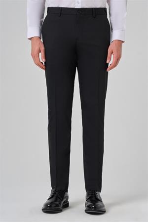 Morven Erkek Siyah Yünlü Basic Düz Dynamic Fit Pantolon