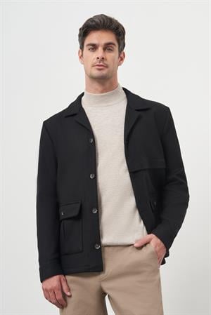 Morven Erkek Siyah Yünlü Worker Ceket