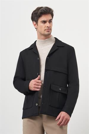Morven Erkek Siyah Yünlü Worker Ceket
