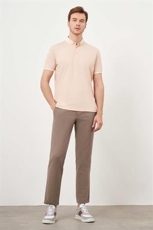 Morven Erkek Somon Trend Merserize Düz Düğmeli Yaka Dynamic Fit T-Shirt