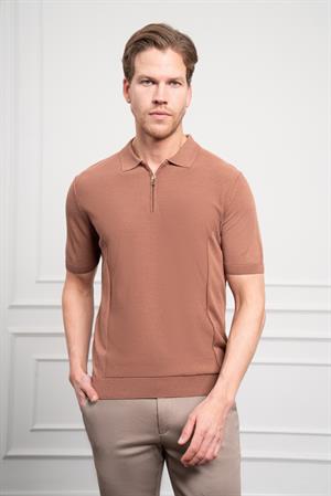 Morven Erkek Taba Trend  Polo Yaka  Dinamik Fit Rahat Kesim T-Shirt
