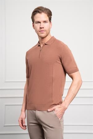 Morven Erkek Taba Trend  Polo Yaka  Dinamik Fit Rahat Kesim T-Shirt