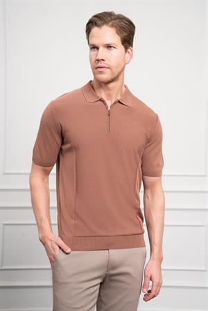 Morven Erkek Taba Trend  Polo Yaka  Dinamik Fit Rahat Kesim T-Shirt