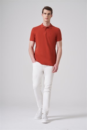 Morven Erkek Tarçın Basic Polo Yaka Dynamic Fit T-Shirt