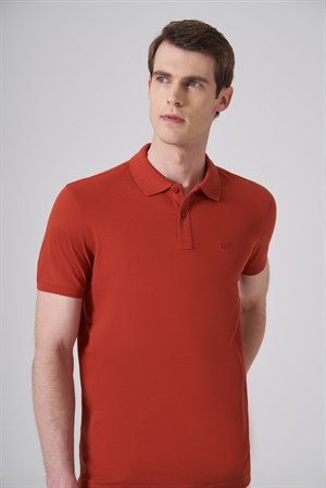 Morven Erkek Tarçın Basic Polo Yaka Dynamic Fit T-Shirt