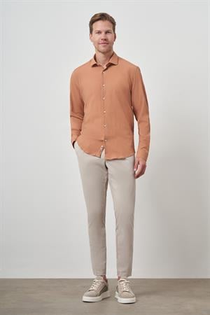 Morven Erkek Tarçın Gofre Trend Desenli Dynamic Fit İtalyan Yaka Gömlek