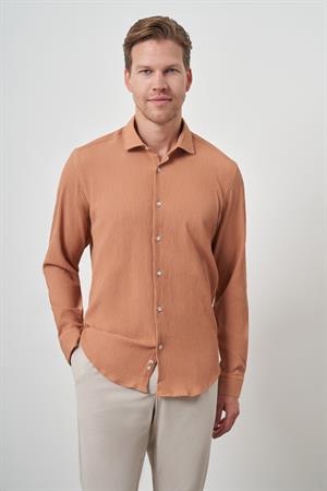 Morven Erkek Tarçın Gofre Trend Desenli Dynamic Fit İtalyan Yaka Gömlek