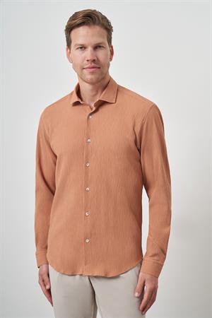 Morven Erkek Tarçın Gofre Trend Desenli Dynamic Fit İtalyan Yaka Gömlek