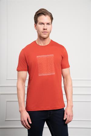 Morven Erkek Tarçın Trend Bisiklet Yaka Dinamik Fit Pamuk T-Shirt