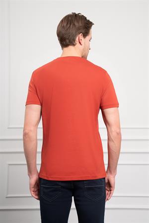 Morven Erkek Tarçın Trend Bisiklet Yaka Dinamik Fit Pamuk T-Shirt