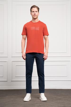 Morven Erkek Tarçın Trend Bisiklet Yaka Pamuk Dinamik Fit T-Shirt