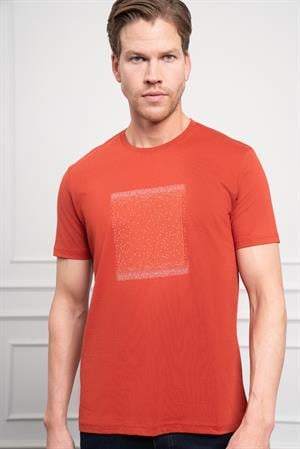 Morven Erkek Tarçın Trend Bisiklet Yaka Dinamik Fit Pamuk T-Shirt