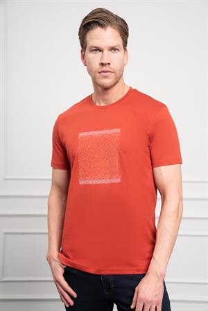 Morven Erkek Tarçın Trend Bisiklet Yaka Dinamik Fit Pamuk T-Shirt