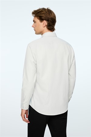 Morven Erkek Taş Düz Slim Fit Sert Yaka Gömlek