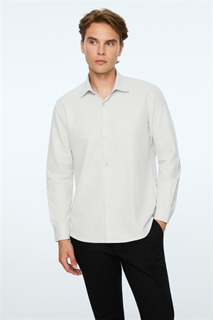 Morven Erkek Taş Düz Slim Fit Sert Yaka Gömlek