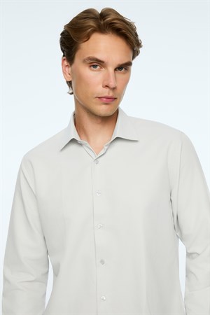 Morven Erkek Taş Düz Slim Fit Sert Yaka Gömlek