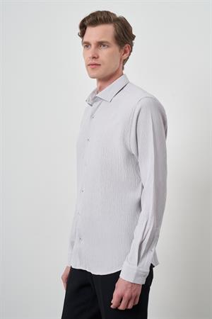 Morven Erkek Taş Gofre Trend Desenli Dynamic Fit İtalyan Yaka Gömlek