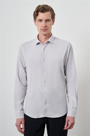 Morven Erkek Taş Gofre Trend Desenli Dynamic Fit İtalyan Yaka Gömlek