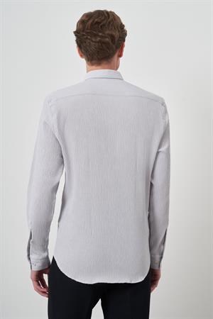 Morven Erkek Taş Gofre Trend Desenli Dynamic Fit İtalyan Yaka Gömlek