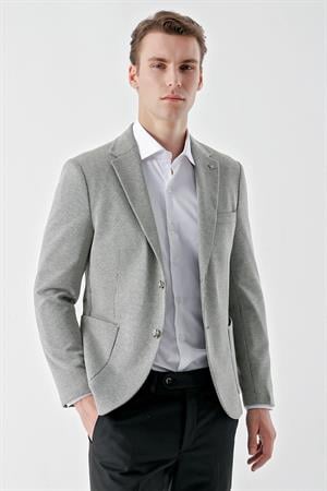 Morven Erkek Taş Örme Slim Fit Torba Cep Mono Yaka Spor Ceket
