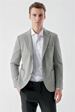 Morven Erkek Taş Örme Slim Fit Torba Cep Mono Yaka Spor Ceket