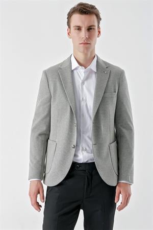 Morven Erkek Taş Örme Slim Fit Torba Cep Mono Yaka Spor Ceket