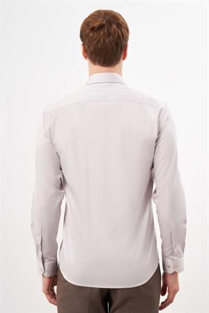 Morven Erkek Taş Pamuk Düz Desen Sert Yaka Slim Fit  Gömlek