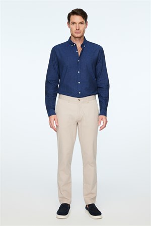 Morven Erkek Taş Pamuk Trend Düz Slim Fit Chino Pantolon