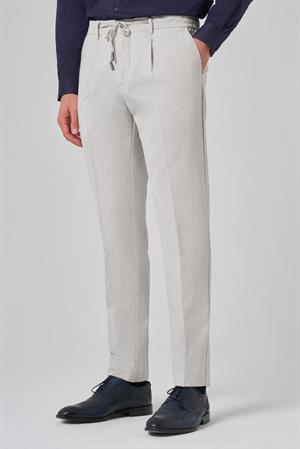 Morven Erkek Taş Poliviskon Trend Çizgili Slim Fit Jogger Pantolon