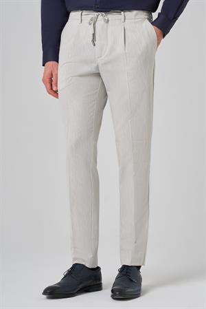 Morven Erkek Taş Poliviskon Trend Çizgili Slim Fit Jogger Pantolon